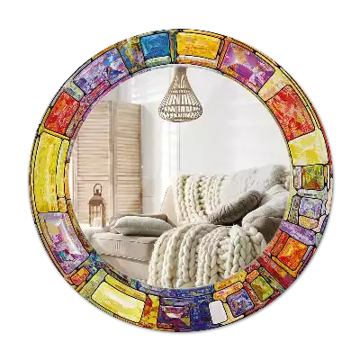 Oglindă cu decor rotundă Vitraliu colorat