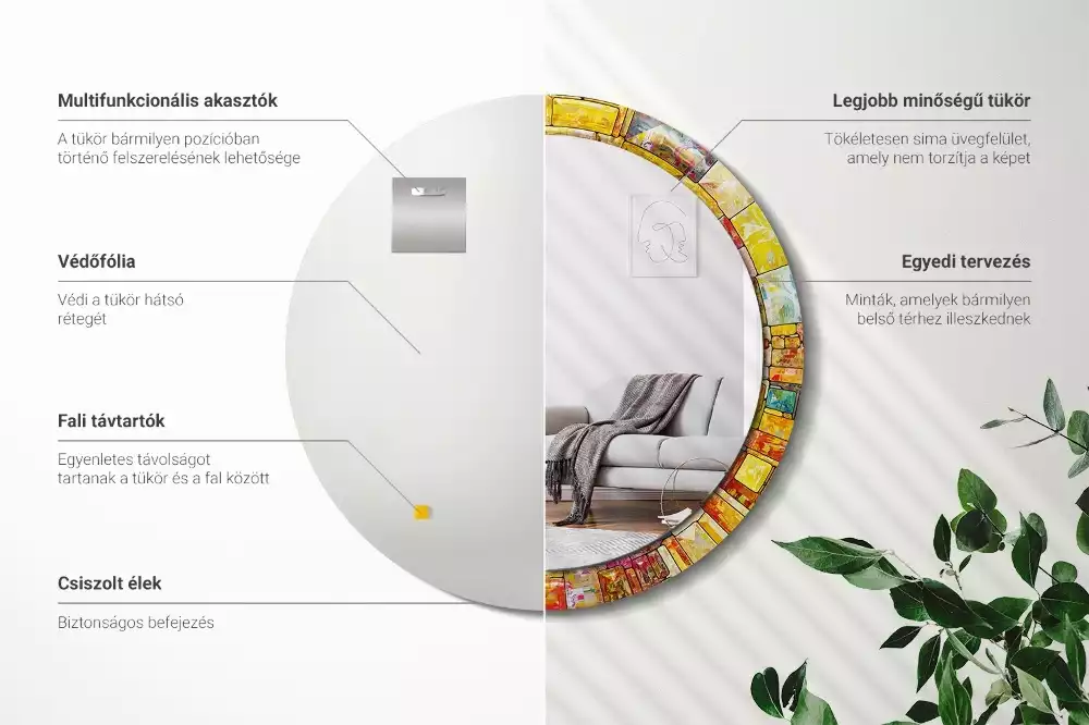 Oglindă cu decor rotundă Vitraliu colorat