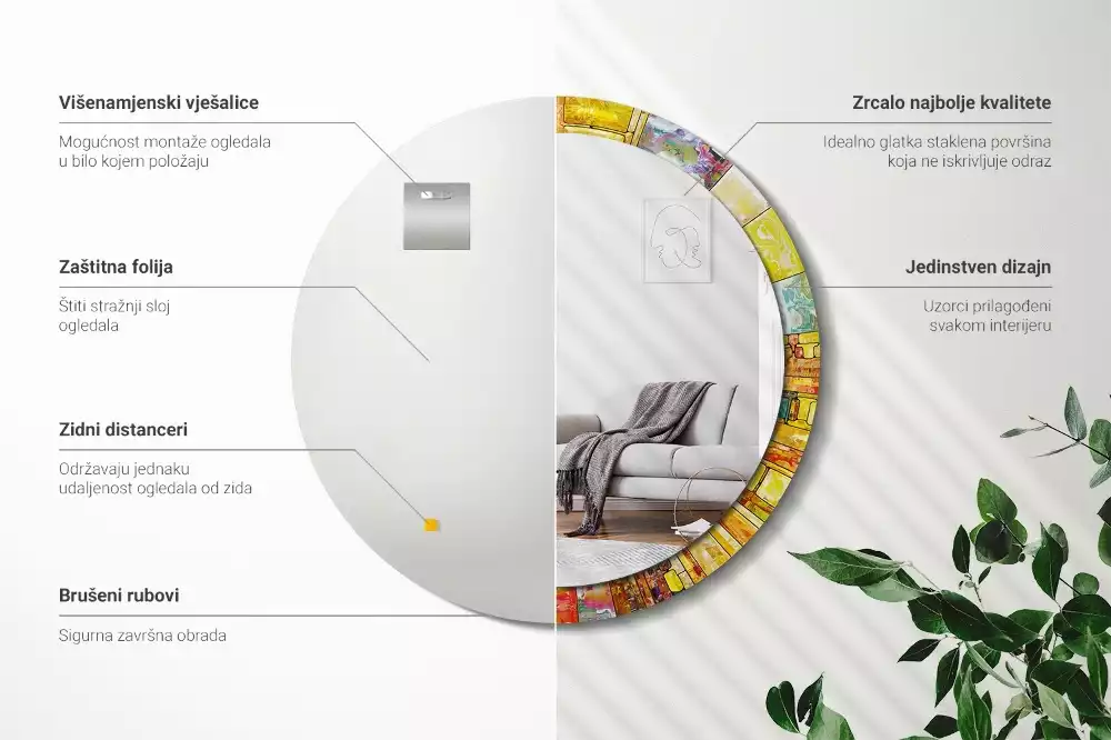 Oglindă cu decor rotundă Vitraliu colorat