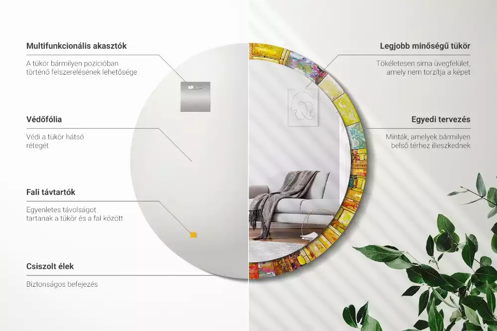 Oglindă cu decor rotundă Vitraliu colorat