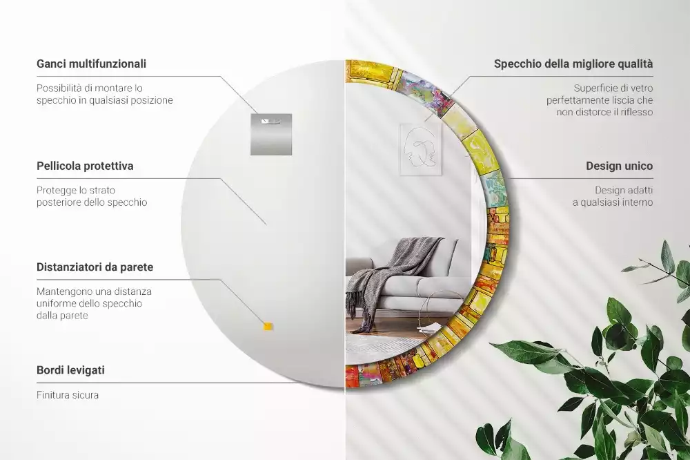 Oglindă cu decor rotundă Vitraliu colorat