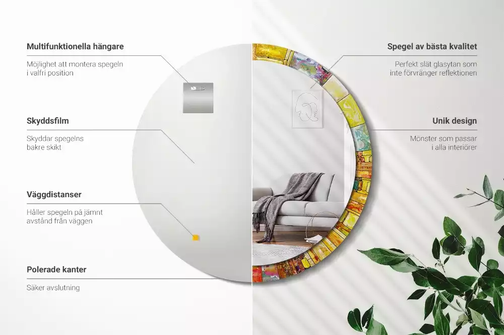 Oglindă cu decor rotundă Vitraliu colorat