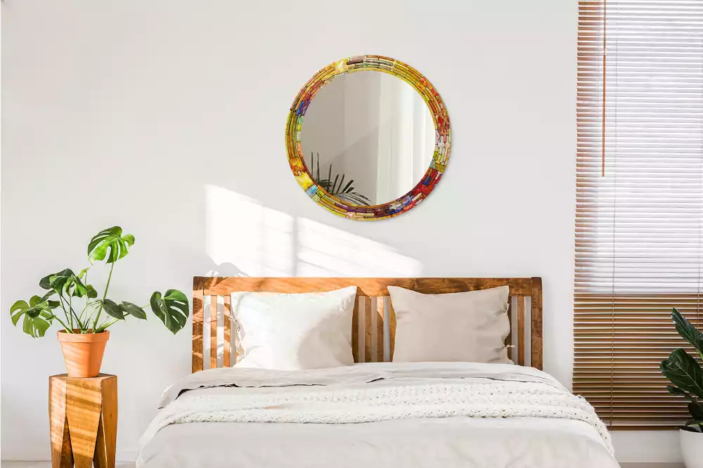 Oglindă cu decor rotundă Vitraliu colorat