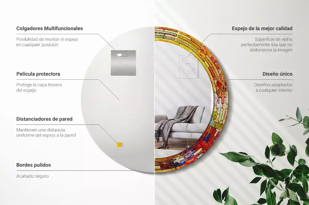 Oglindă cu decor rotundă Vitraliu colorat