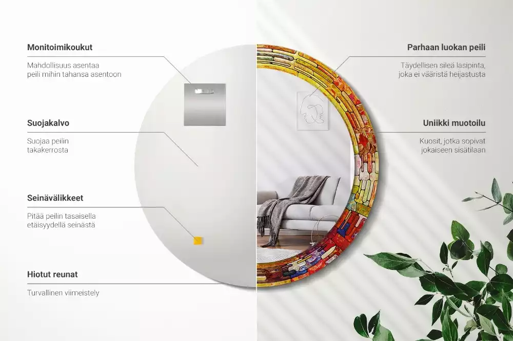 Oglindă cu decor rotundă Vitraliu colorat