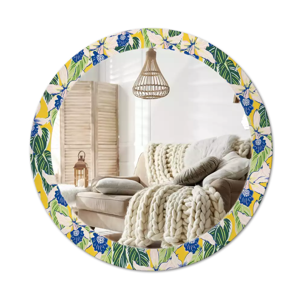 Oglindă rotundă imprimată Orhidee