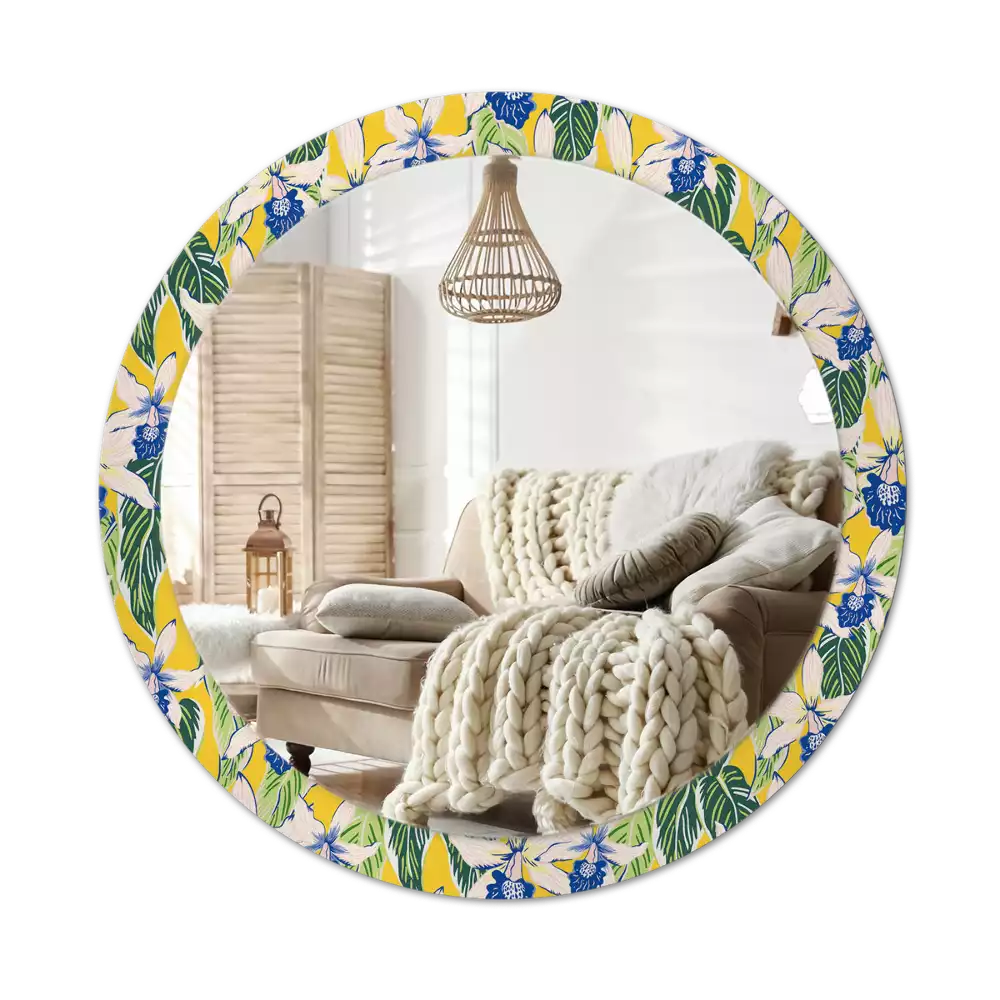 Oglindă rotundă imprimată Orhidee