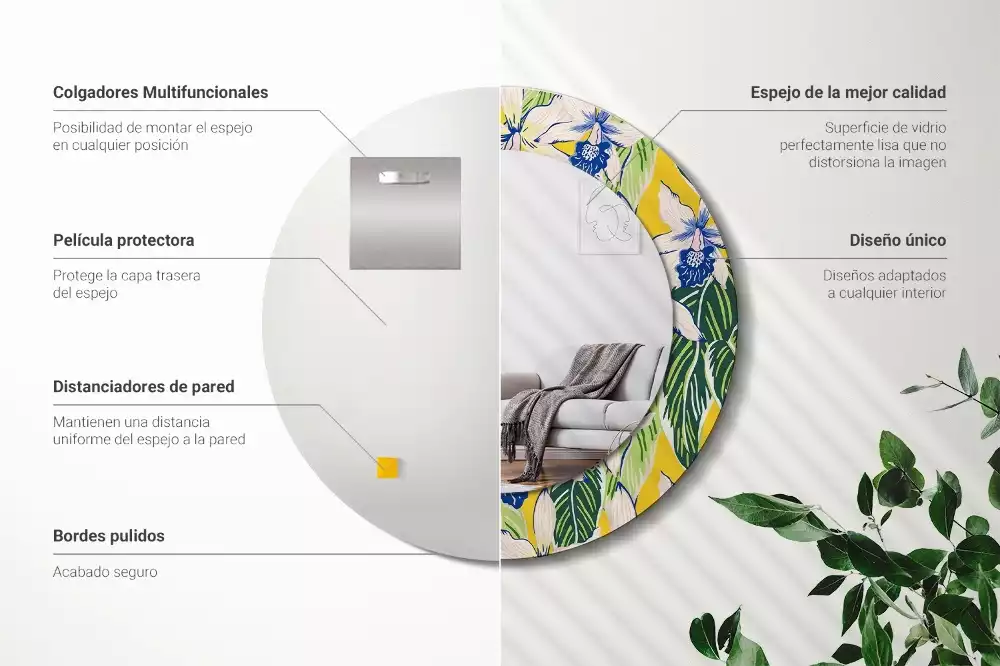 Oglindă rotundă imprimată Orhidee