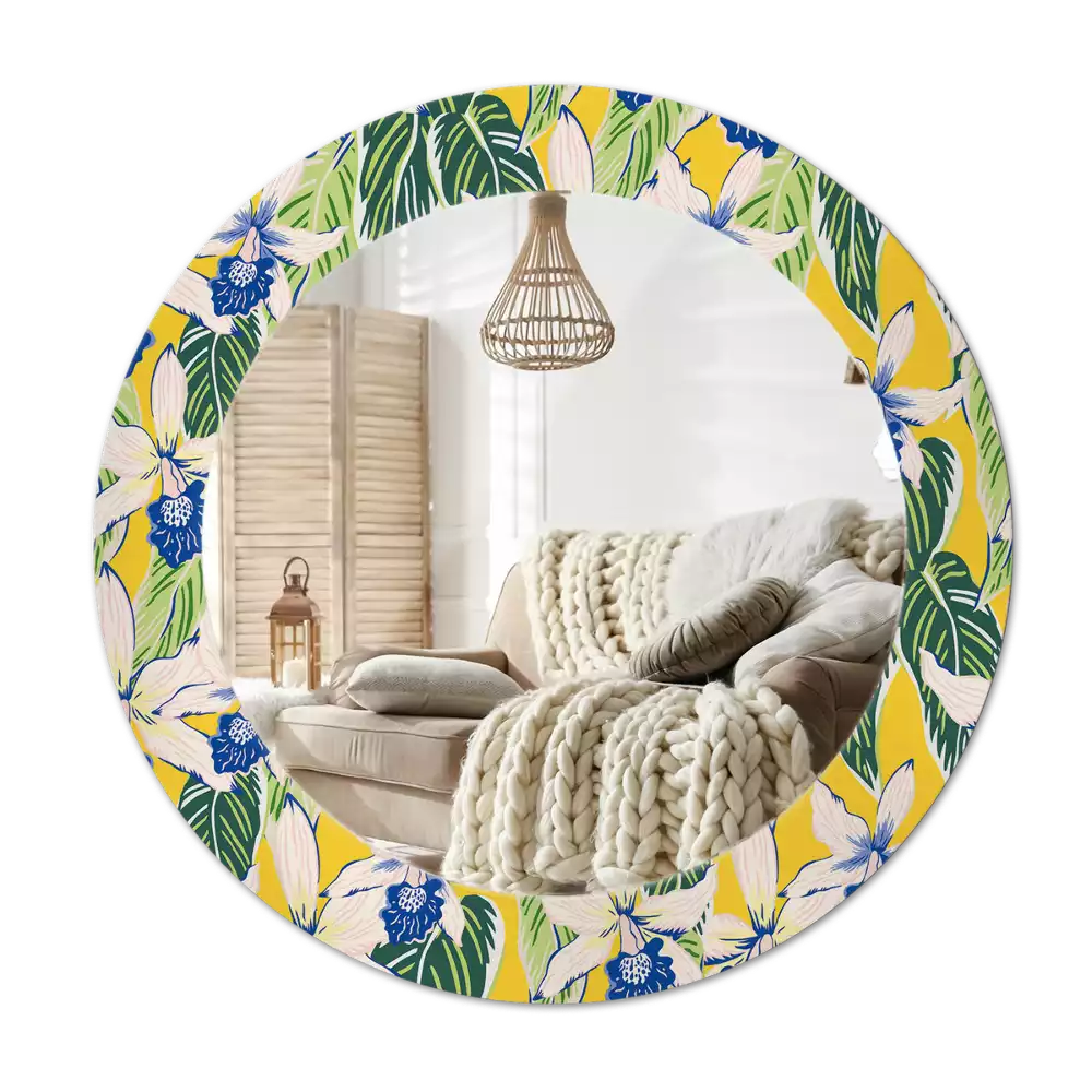 Oglindă rotundă imprimată Orhidee