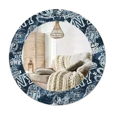 Oglindă rotundă ramă cu imprimeu Colaj New York