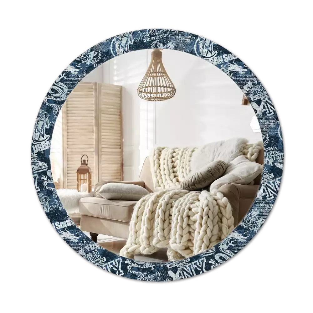 Oglindă rotundă ramă cu imprimeu Colaj New York