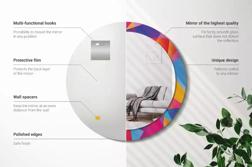 Oglindă cu decor rotundă Compoziție geometrică