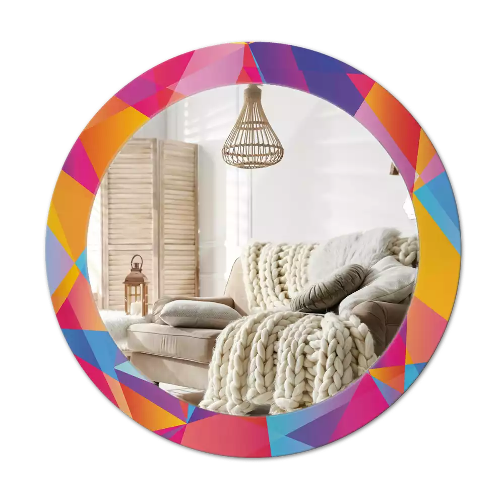 Oglindă cu decor rotundă Compoziție geometrică