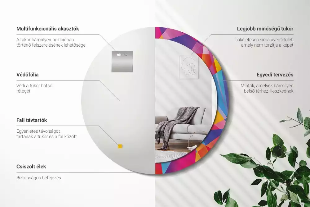 Oglindă cu decor rotundă Compoziție geometrică