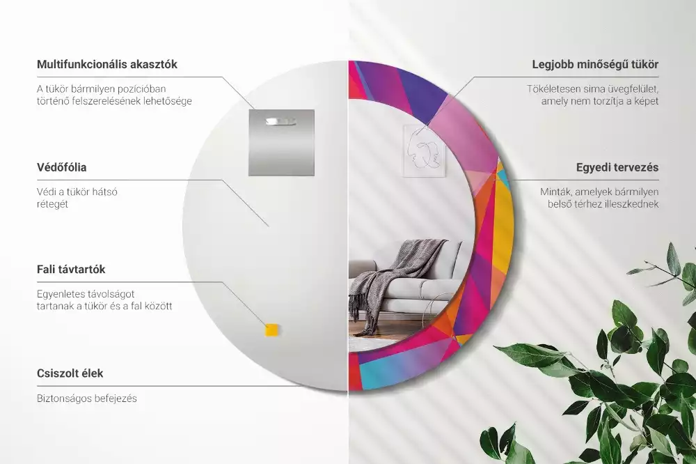 Oglindă cu decor rotundă Compoziție geometrică