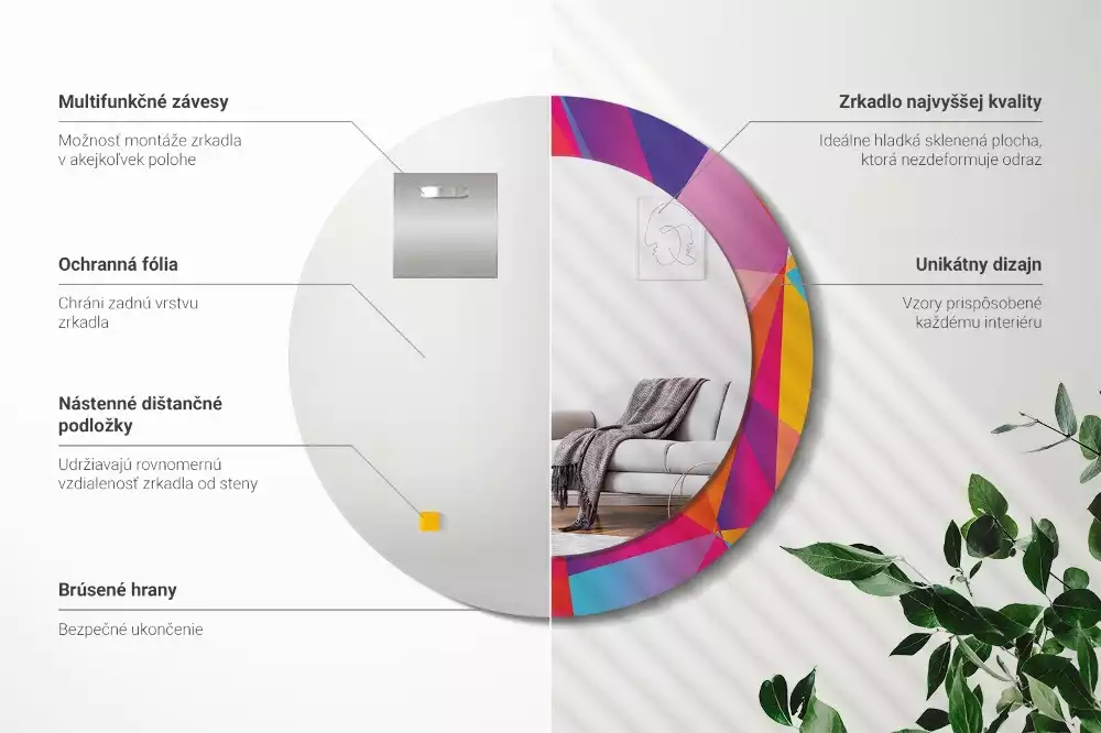 Oglindă cu decor rotundă Compoziție geometrică