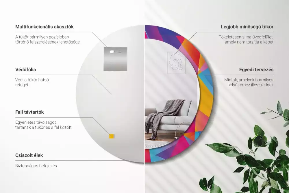 Oglindă cu decor rotundă Compoziție geometrică