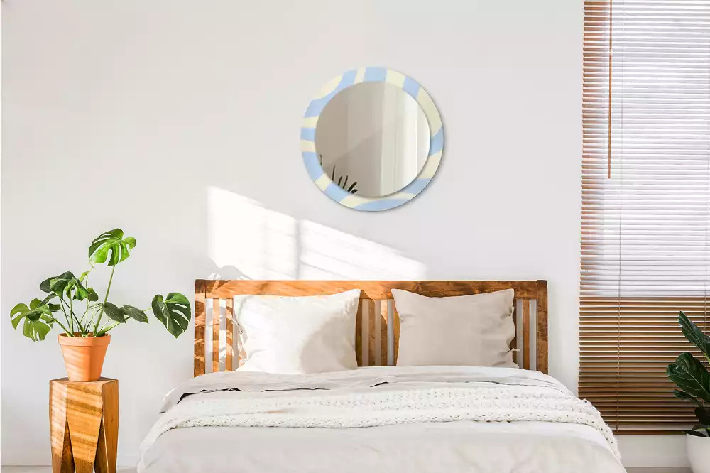 Oglindă rotundă ramă cu imprimeu Formă abstractă