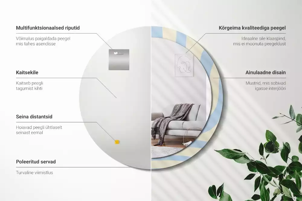 Oglindă rotundă ramă cu imprimeu Formă abstractă