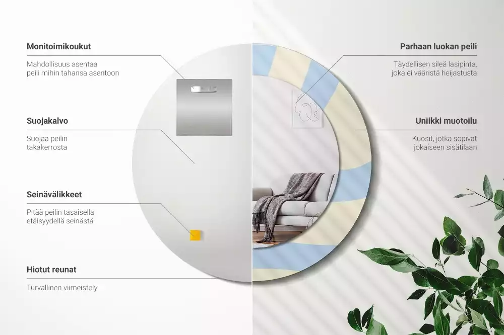 Oglindă rotundă ramă cu imprimeu Formă abstractă