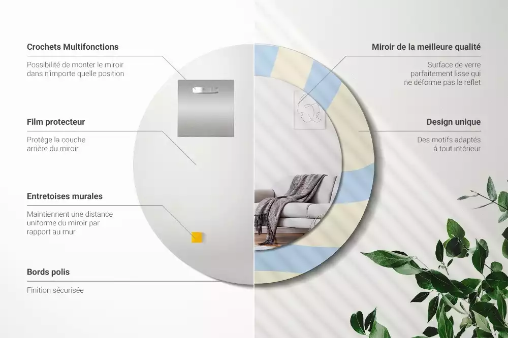 Oglindă rotundă ramă cu imprimeu Formă abstractă