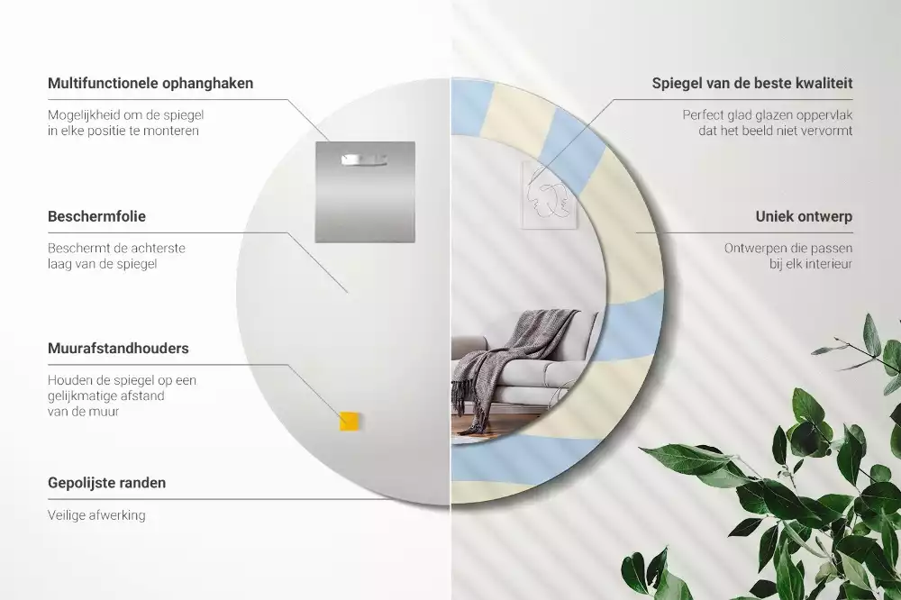 Oglindă rotundă ramă cu imprimeu Formă abstractă