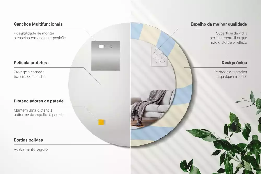 Oglindă rotundă ramă cu imprimeu Formă abstractă