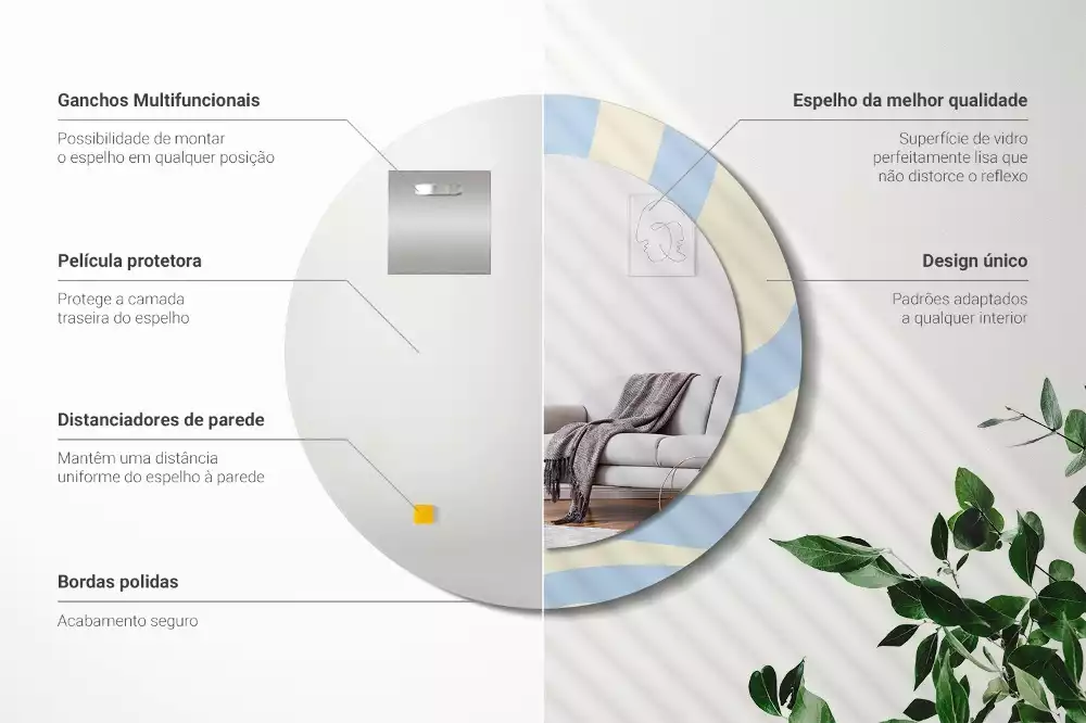 Oglindă rotundă ramă cu imprimeu Formă abstractă