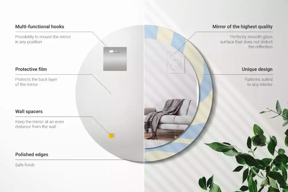 Oglindă rotundă ramă cu imprimeu Formă abstractă