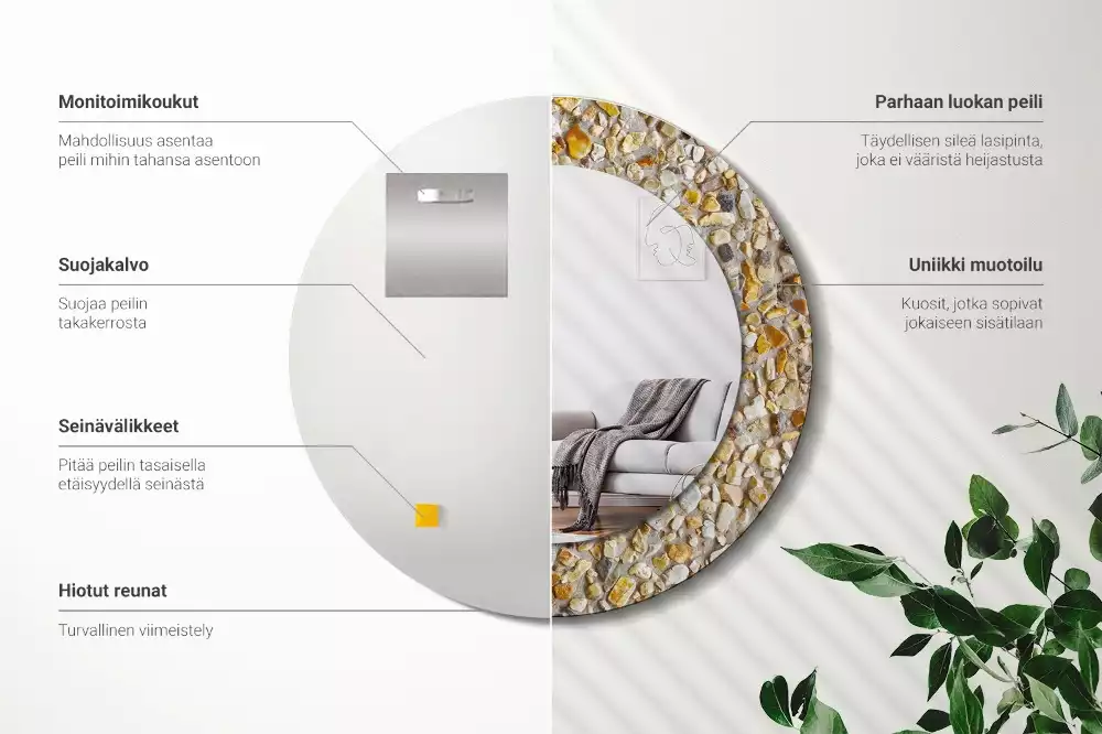 Oglindă rotundă ramă cu imprimeu Model terrazzo