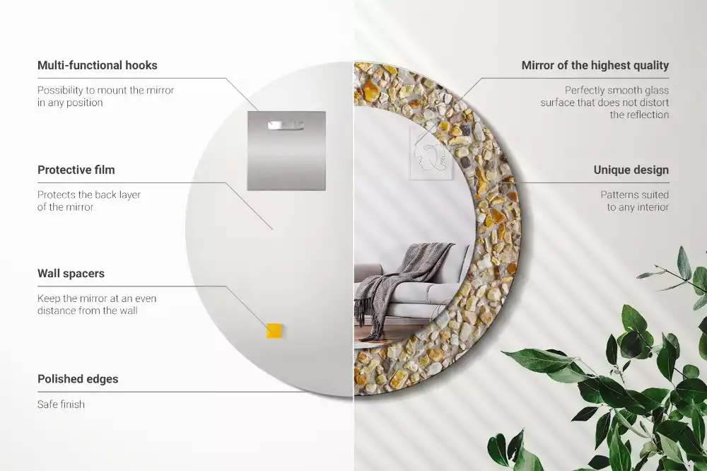 Oglindă rotundă ramă cu imprimeu Model terrazzo