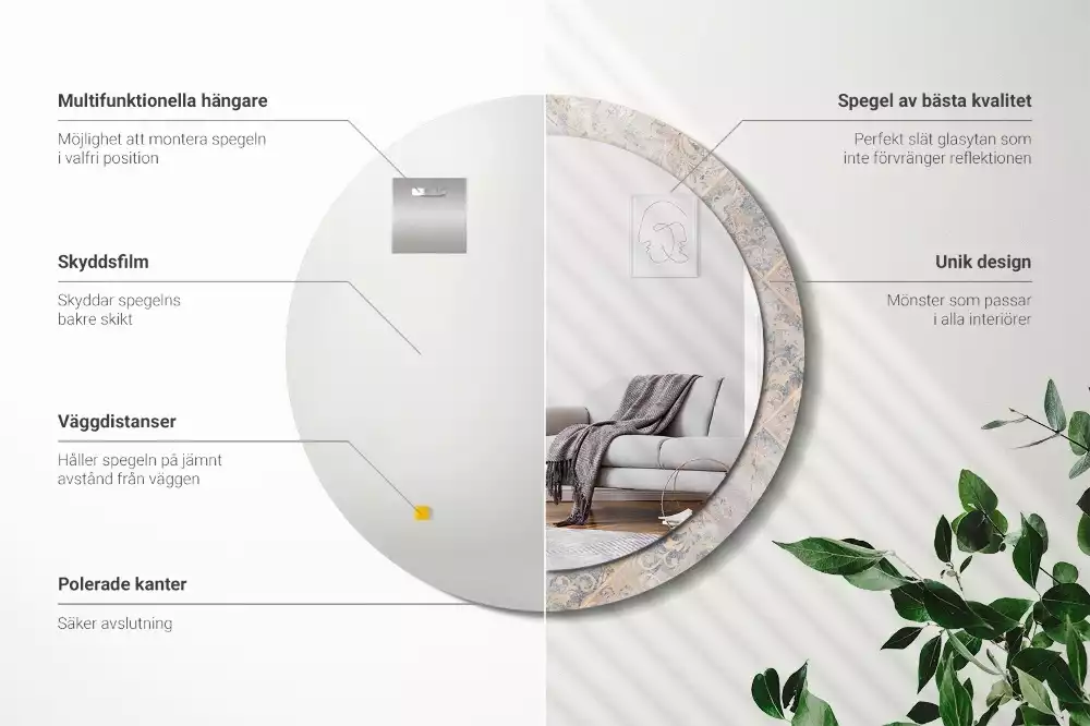 Oglindă cu decor rotundă Plăci uzate