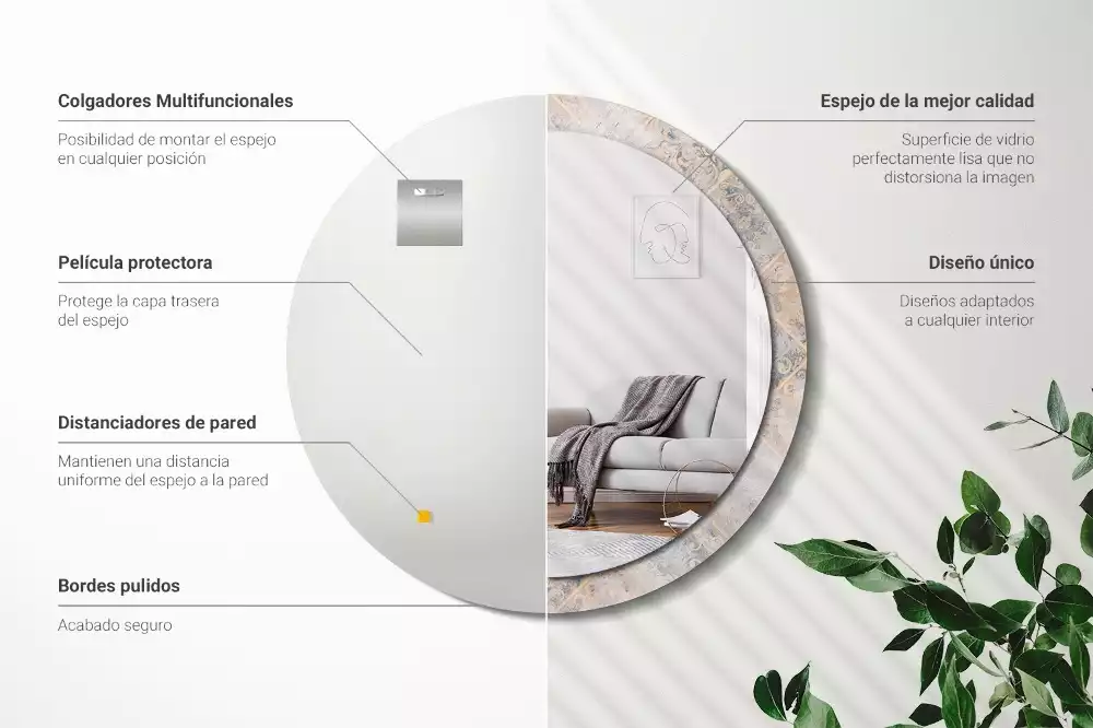 Oglindă cu decor rotundă Plăci uzate