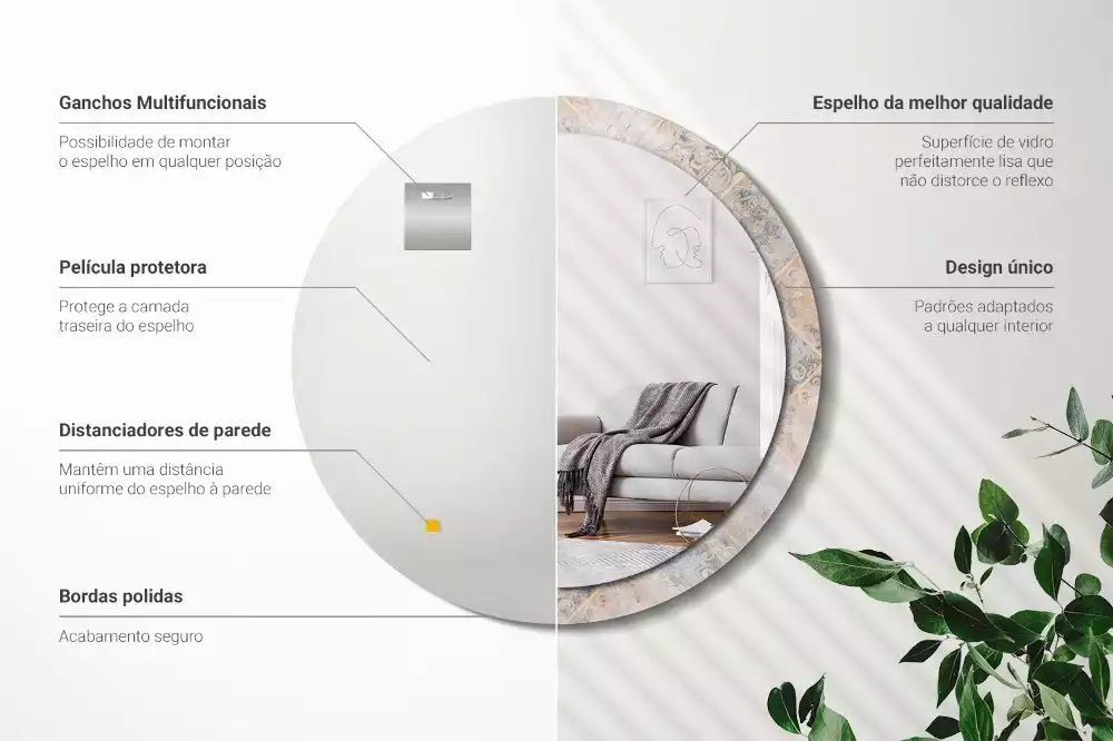 Oglindă cu decor rotundă Plăci uzate