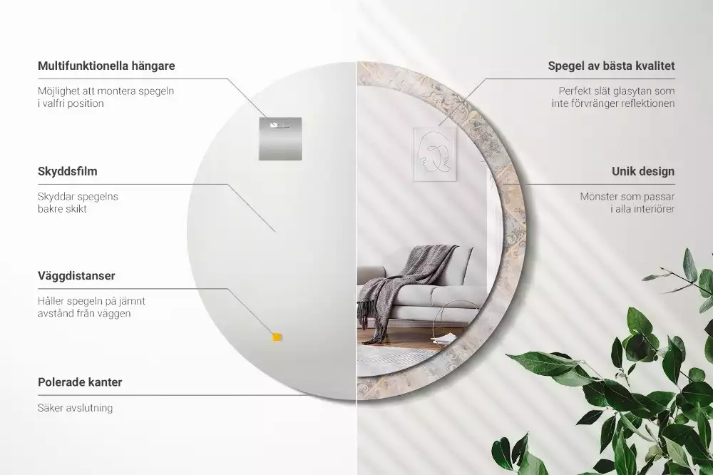 Oglindă cu decor rotundă Plăci uzate