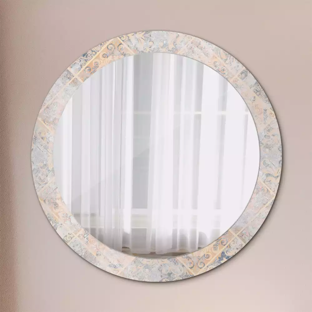 Oglindă cu decor rotundă Plăci uzate