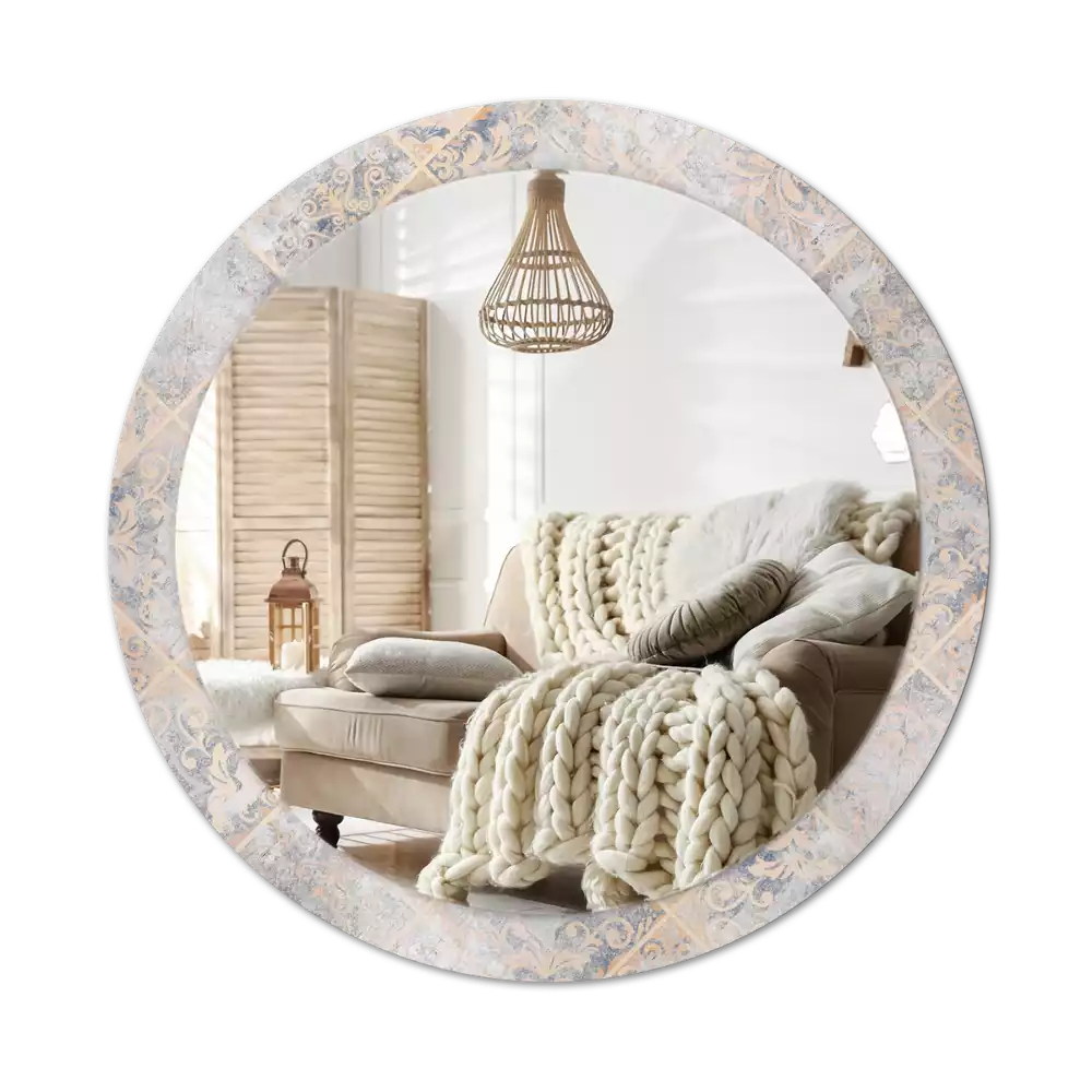 Oglindă cu decor rotundă Plăci uzate