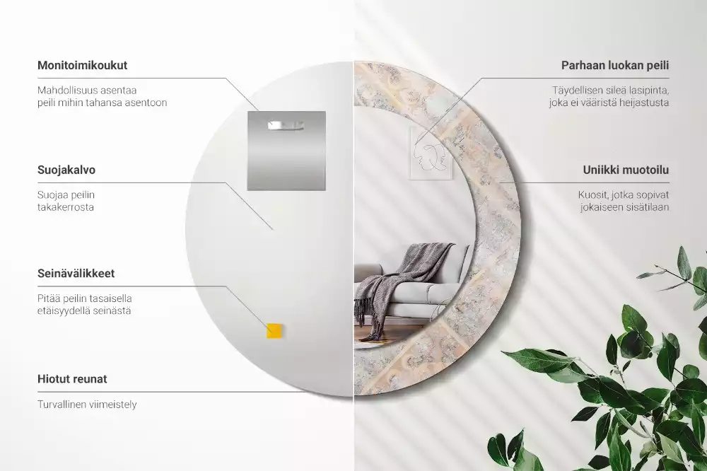 Oglindă cu decor rotundă Plăci uzate