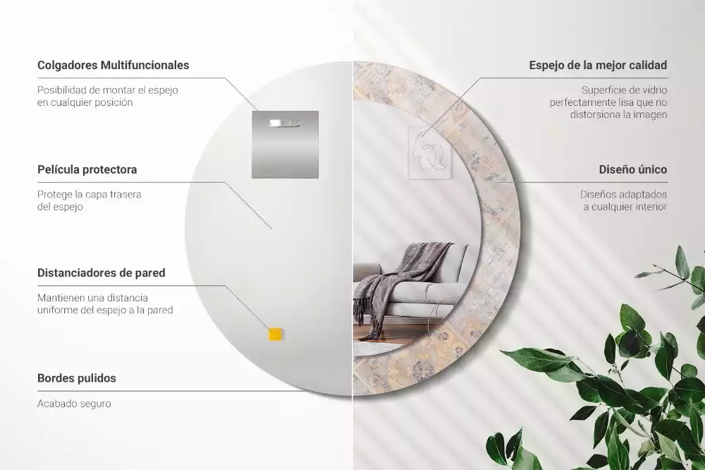 Oglindă cu decor rotundă Plăci uzate