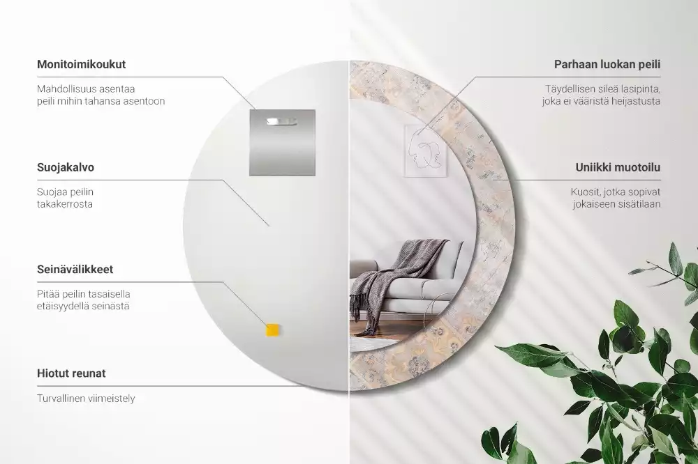 Oglindă cu decor rotundă Plăci uzate