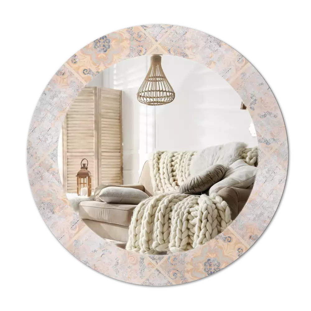 Oglindă cu decor rotundă Plăci uzate