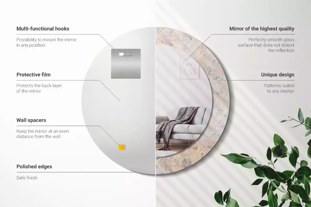 Oglindă cu decor rotundă Plăci uzate