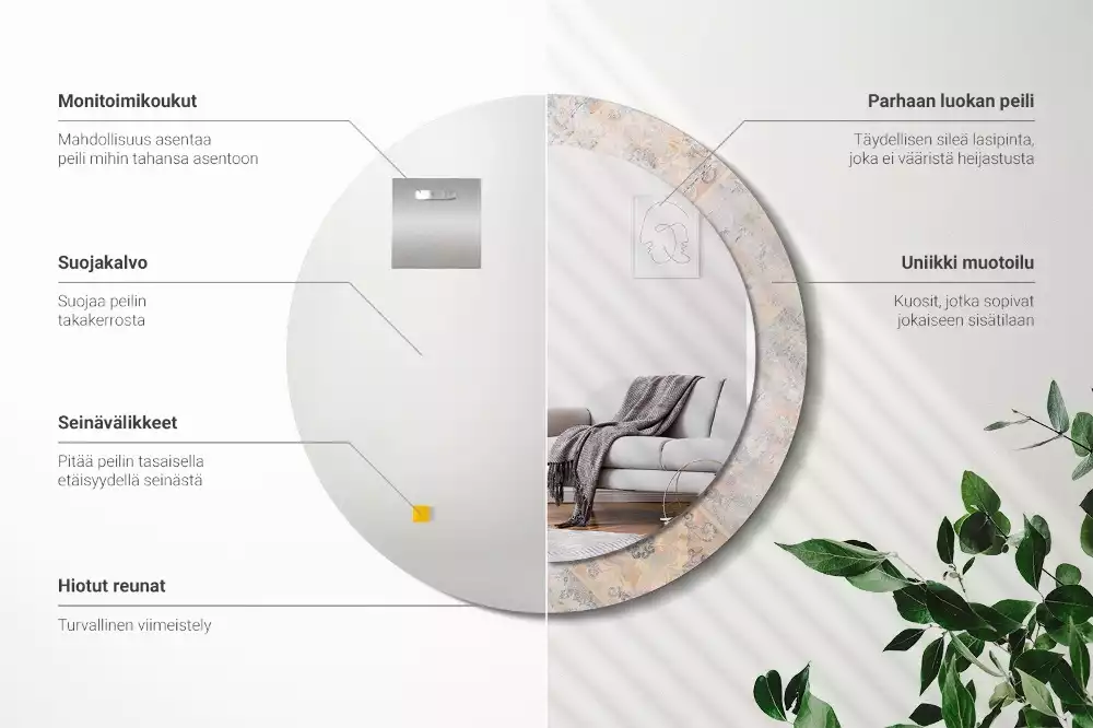 Oglindă cu decor rotundă Plăci uzate