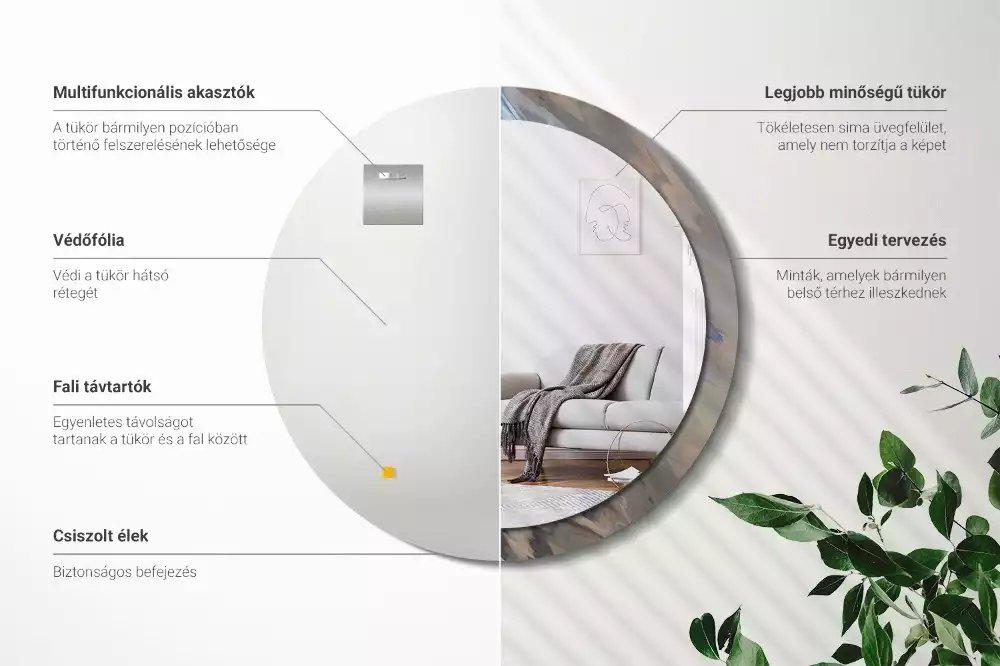 Oglindă rotundă imprimată Valuri abstracte