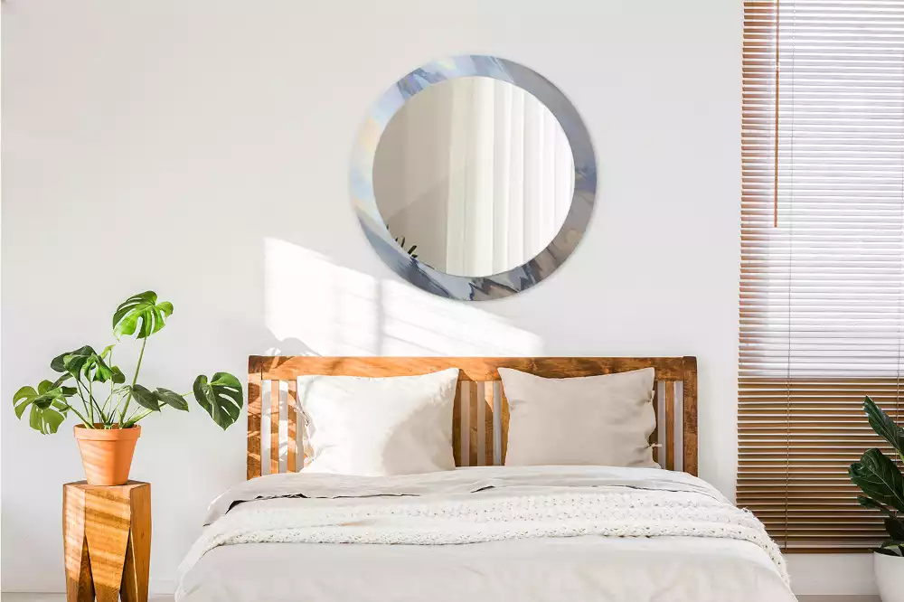 Oglindă rotundă imprimată Valuri abstracte