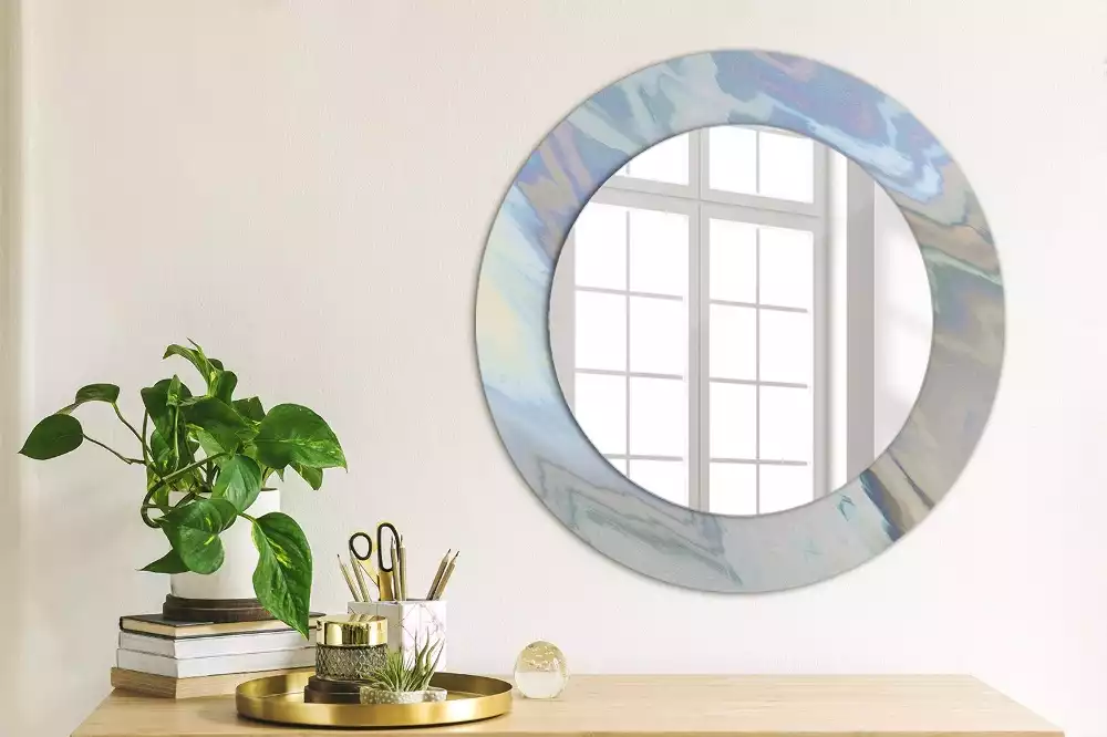 Oglindă rotundă imprimată Valuri abstracte