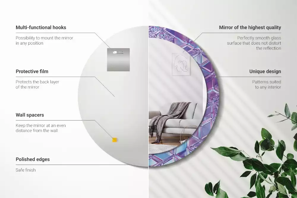 Oglindă cu decor rotundă Model cristalin