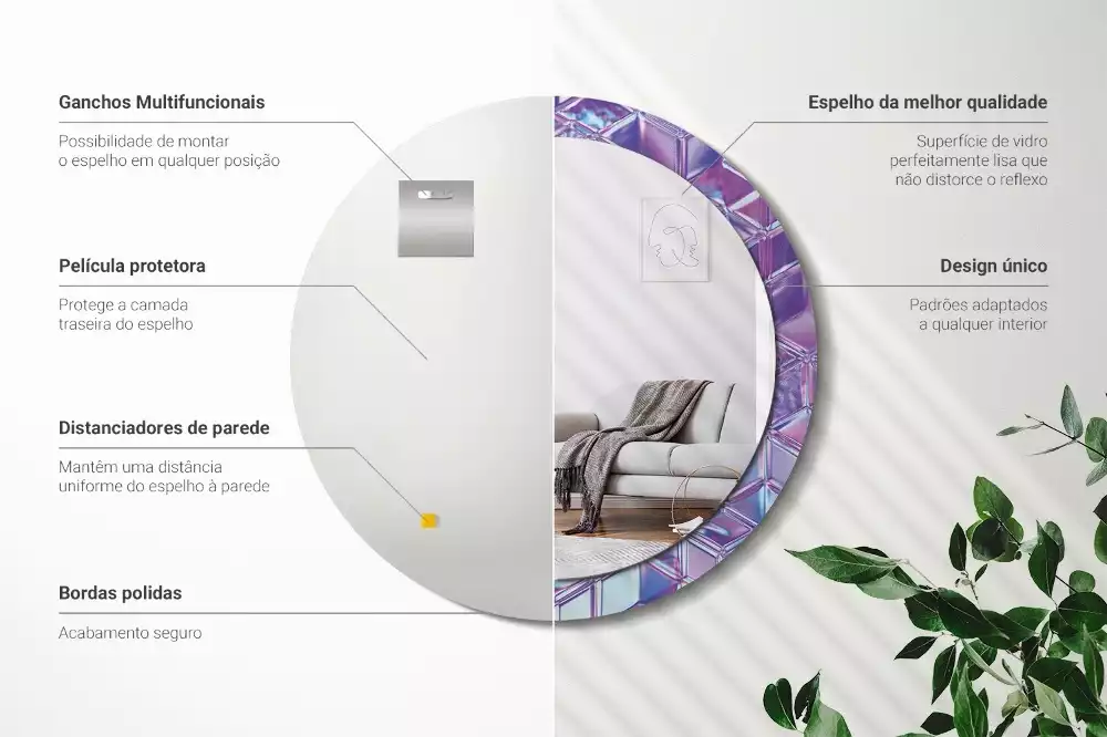 Oglindă cu decor rotundă Model cristalin