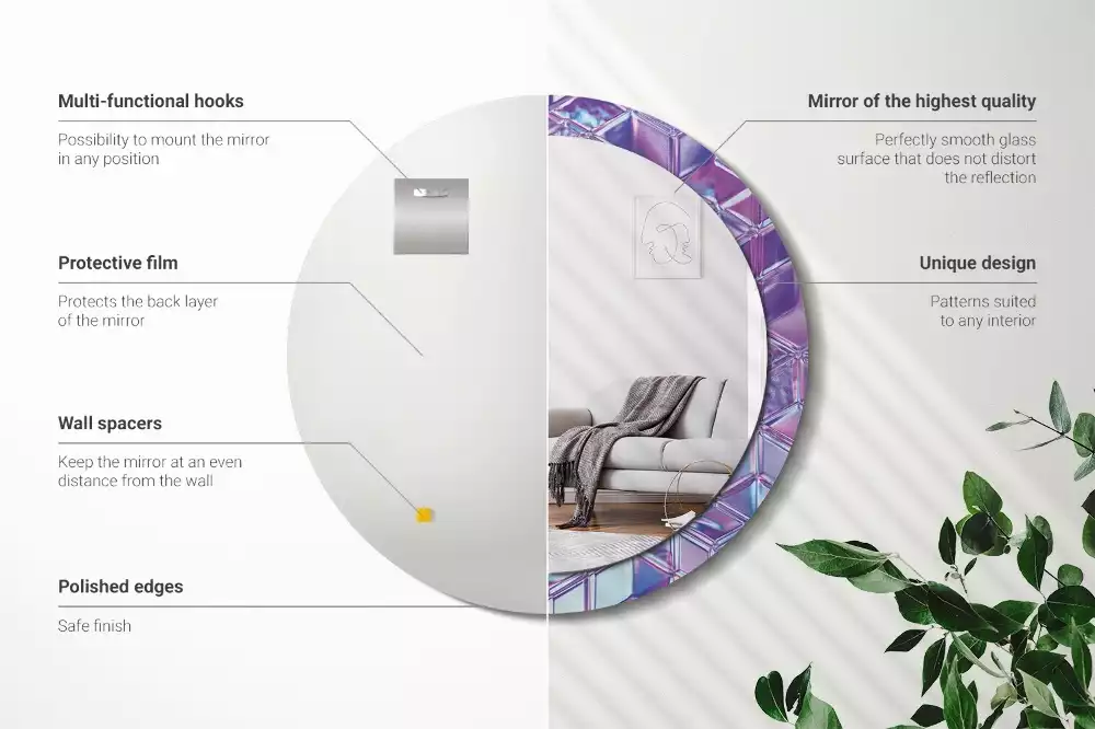 Oglindă cu decor rotundă Model cristalin