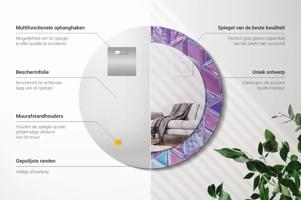 Oglindă cu decor rotundă Model cristalin